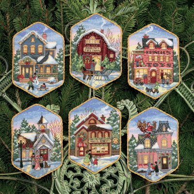 Ornament: Christmas Village: Set of 6 (Dimensions Gold Collection Kit)