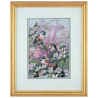 Gold Petite: Counted Cross Stitch: Spring Chickadees