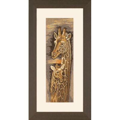Counted Cross Stitch Kit: Mother and Baby Giraffe (evenweave) (Lanarte)