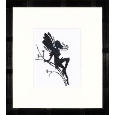 Counted Cross Stitch Kit: Cute Little Fairy on Twig Silhouette (Evenweave)(Lanarte)