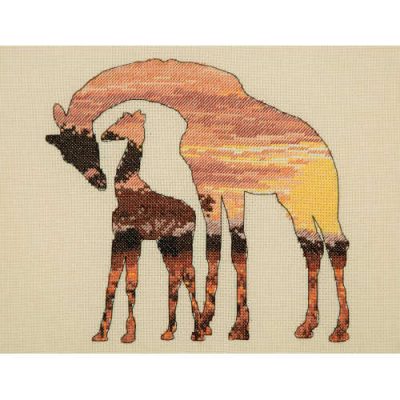 Counted Cross Stitch Kit: Maia Collection: Giraffes Silhouette