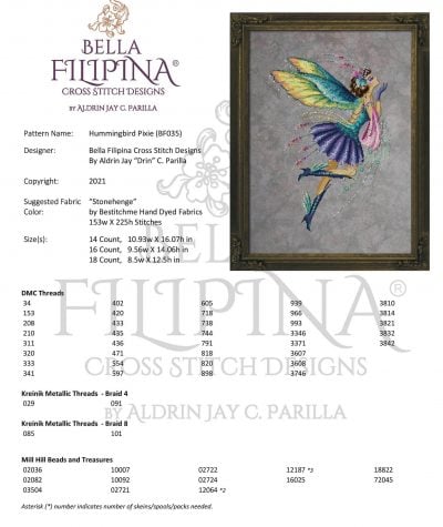 Bella Filipina Designs BF035 - Hummingbird Pixie - Image 2