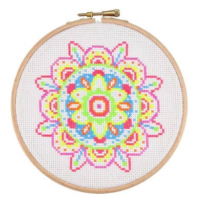 Counted Cross Stitch Kit: Beginner : Neon Mandala