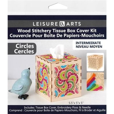 Tissue Box Square Circle Wood Stitchery Shadow Boxes Kit
