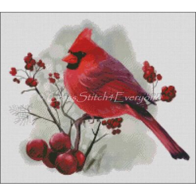 Cardinal And Winter Berries (Lorri Kajenna)