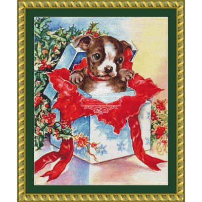 Christmas Puppy (MINI) (vintage art)