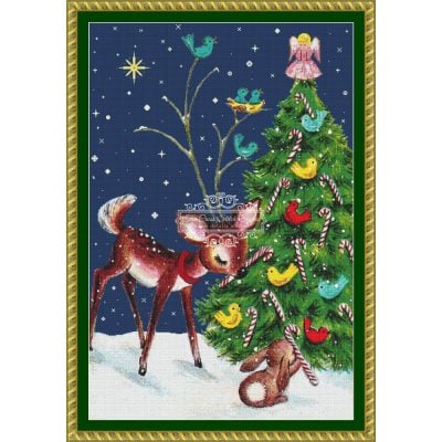 Fawn and Bunny Christmas (vintage art)
