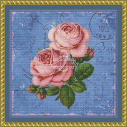 Shabby Roses on Blue (MINI) (Romantica Arts)
