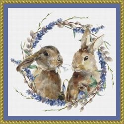 Watercolor Bunnies in Wreath (Yuliya Derbisheva)