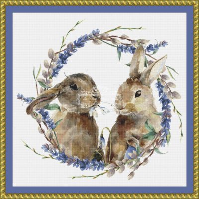 Watercolor Bunnies in Wreath (Yuliya Derbisheva)