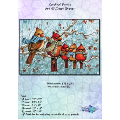 Cardinal Family (Janet Stever/PFC) - 20 count EC ready-to-ship kit (PDF+Printed Chart included)