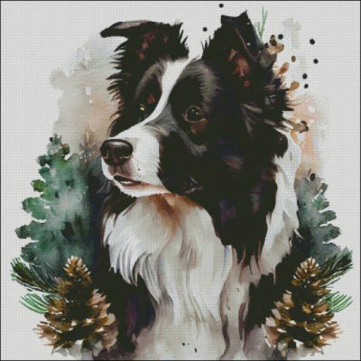 Festive Black Border Collie (Enliven Designs)
