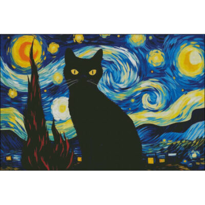 Starry Black Cat Night (Canabiart)