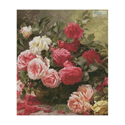 Basket of Roses Painting (Crop) (Albert Tibule Furcy de Lavault)
