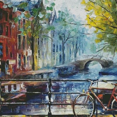 Bicycle in Amsterdam (Large) (Leonid Afremov)