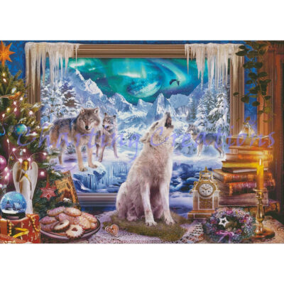 Christmas Winter Wolf Painting Large (Jan  Patrik Krasny)