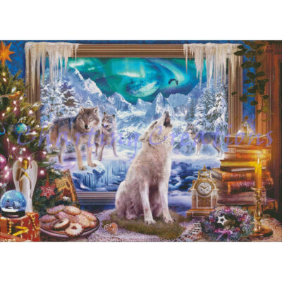 Christmas Winter Wolf Painting (Jan Patrik Krasny)
