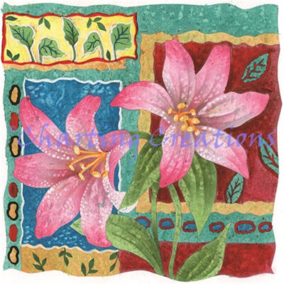 Pink Lilies Cushion (Isabella Angelini)
