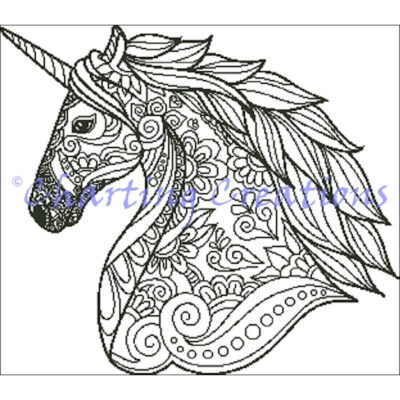 Zentangle Unicorn Silhouette (Charting Creations)