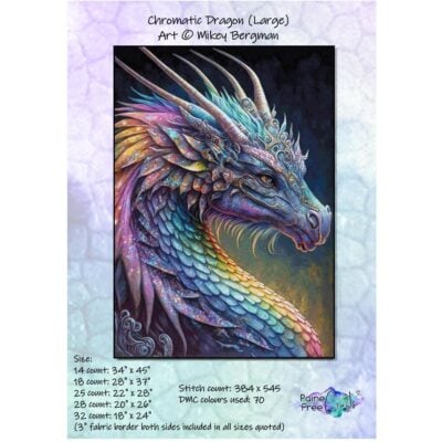 Chromatic Dragon (large) (Mikey Bergman/Paine Free Crafts) - 25 count EC ready-to-ship kit (PDF + Printed chart included)