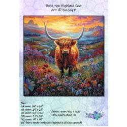 Belle, the Highland Cow (EmJayP/PFC) - 25 count EC ready-to-ship kit (PDF+Printed Chart included)