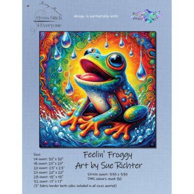 Feelin' Froggy (Sue Richter/Cross Stitch 4 Everyone) - 28 count EC ready-to-ship kit (PDF+Printed Chart included)