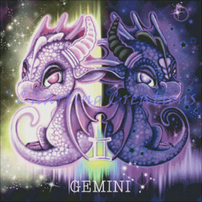 Zodiac Lil Dragonz Gemini (Sheena Pike Art And Illustration)