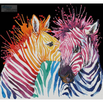 Colourful Zebras (Black Background) (Lena Faenkova)