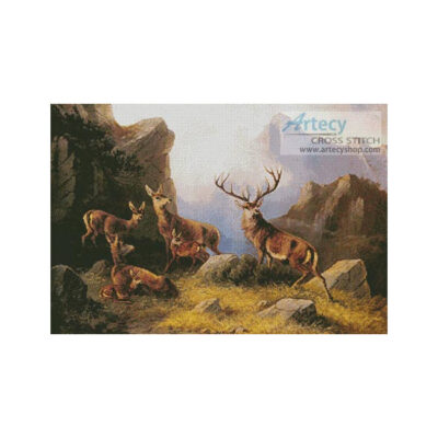 Deer in a Mountainous Landscape (Moritz Muller)