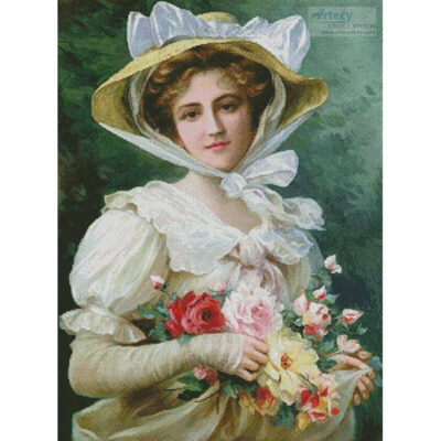 Elegant Lady with a Bouquet of Roses (Emile Vernon)