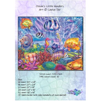 Ocean's Little Wonders (Caplyn Dor/PFC) - 25 count WHITE fabric ready-to-ship kit (PDF+Printed Chart included)