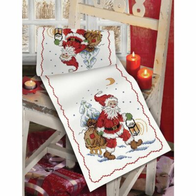 Counted Cross Stitch Kit: Table Runner: Santa and Sledge