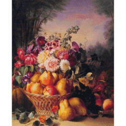 Still Life of Flowers and Fruits I  (smaller) - Eugene-Adolphe Chevalier