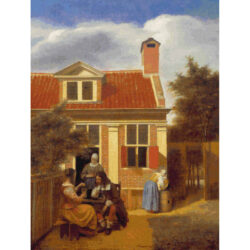 Three Women and a Man in a Courtyard -  Pieter de Hooch