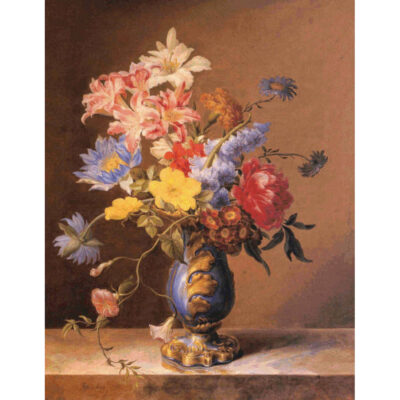 Flowers in a Blue Vase - Joseph Nigg