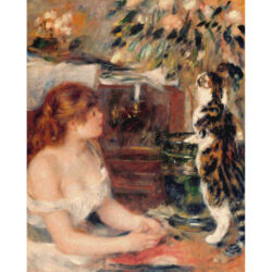 Young Woman with Cat - Pierre Auguste  Renoir