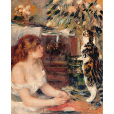 Young Woman with Cat - Pierre Auguste  Renoir
