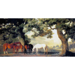 Mares and Foals Beneath Large Oak Trees  - George Stubbs