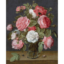 Roses in a Glass Vase - Jacob van  Hulsdonck