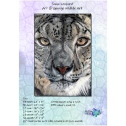 Snow Leopard (George Wildlife Art/PFC) - 25 count EC ready-to-ship kit (PDF+Printed Chart included)