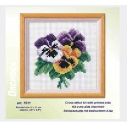 Printed Cross Stitch Kit: Pansies