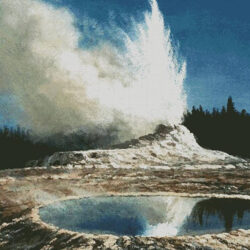 Geyser, Yellowstone Park (Large) (Albert Bierstadt)