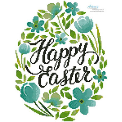 Happy Easter Floral Egg (Blue) (Angelina Bambin - Vectorstock)