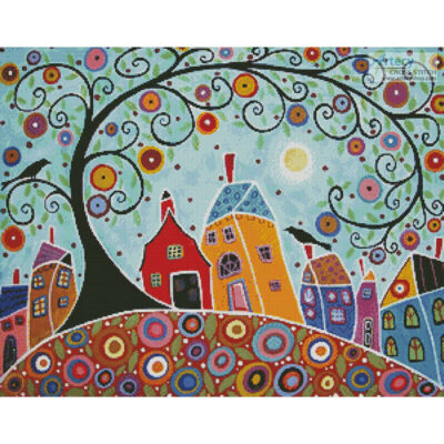 Houses, Barn, Birds and Swirl Tree (Karla Gerard/ artlicensing)