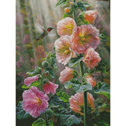 Ruby Throated Hummingbird & Hollyhocks (Beth Hoselton)
