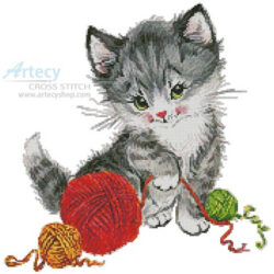 Kitten Playing with Wool (Lena Faenkova)