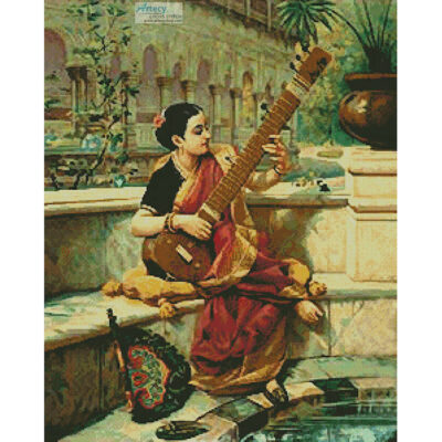 Lady Playing Sitar (Raja Ravi Varma)