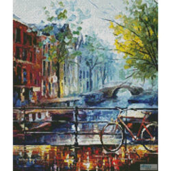 Mini Bicycle in Amsterdam (Leonid Afremov)