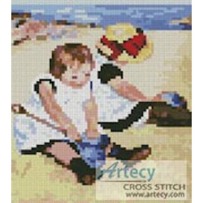 Mini Children Playing on the Beach (Mary Cassatt)
