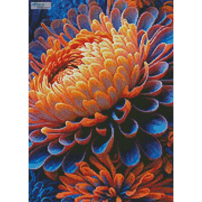 Mini Orange and Blue Chrysanthemums (T Clarke using Midjourney AI)